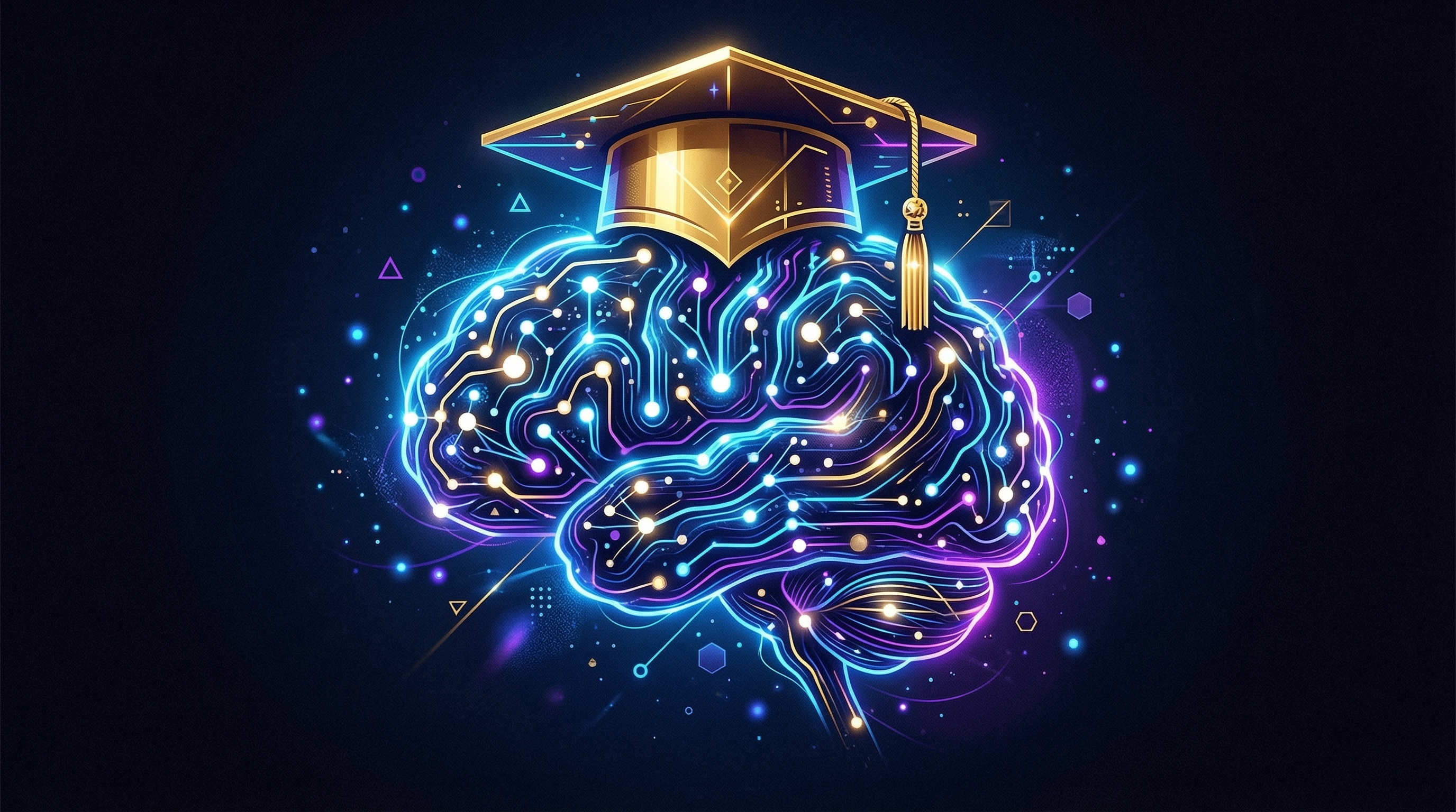 AI course interface with neural network visualization on screen