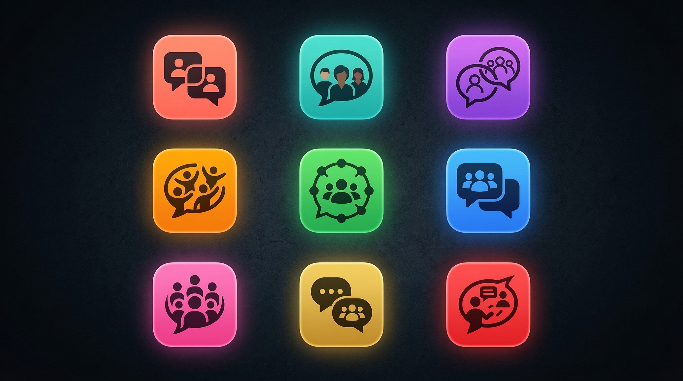 Comparison grid of community platform interfaces