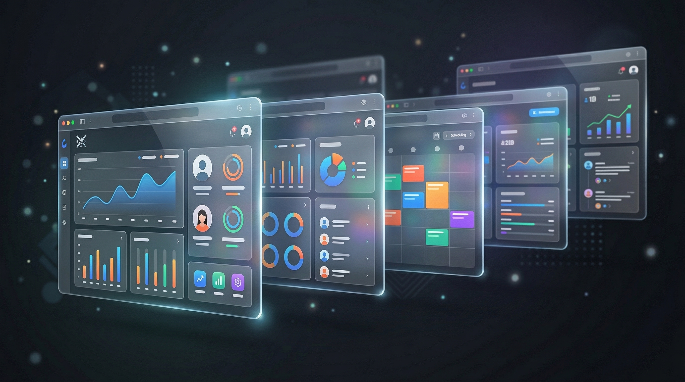 Dashboard view showing multiple coaching platform interfaces side by side for comparison