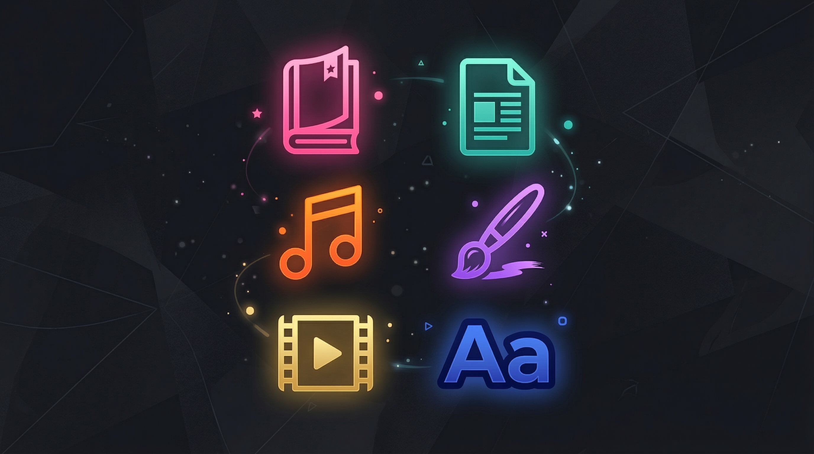 Collection of digital product types displayed on screens