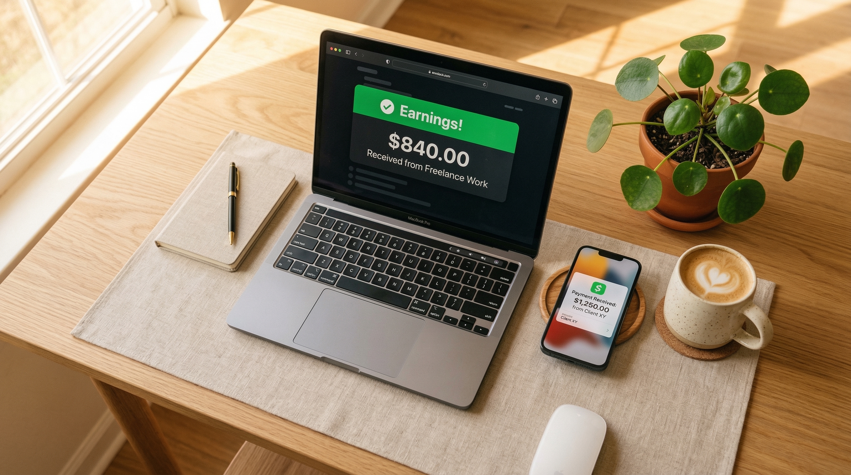 Simple workspace showing beginner-friendly online earning methods