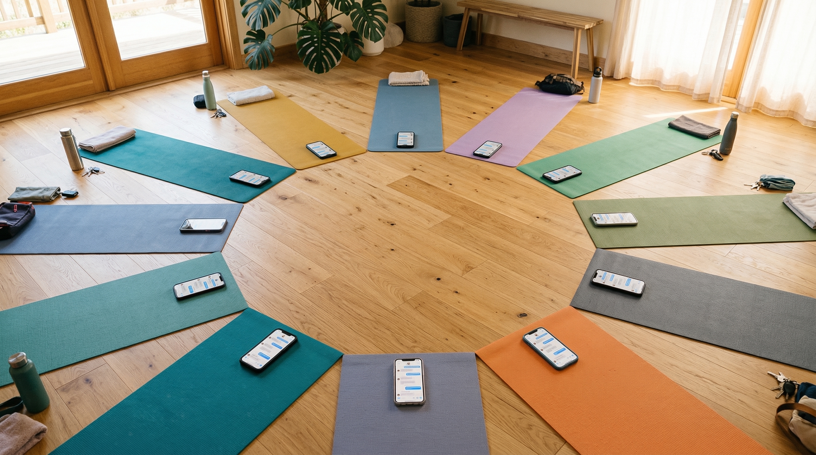 Fitness trainer leading an online group workout session