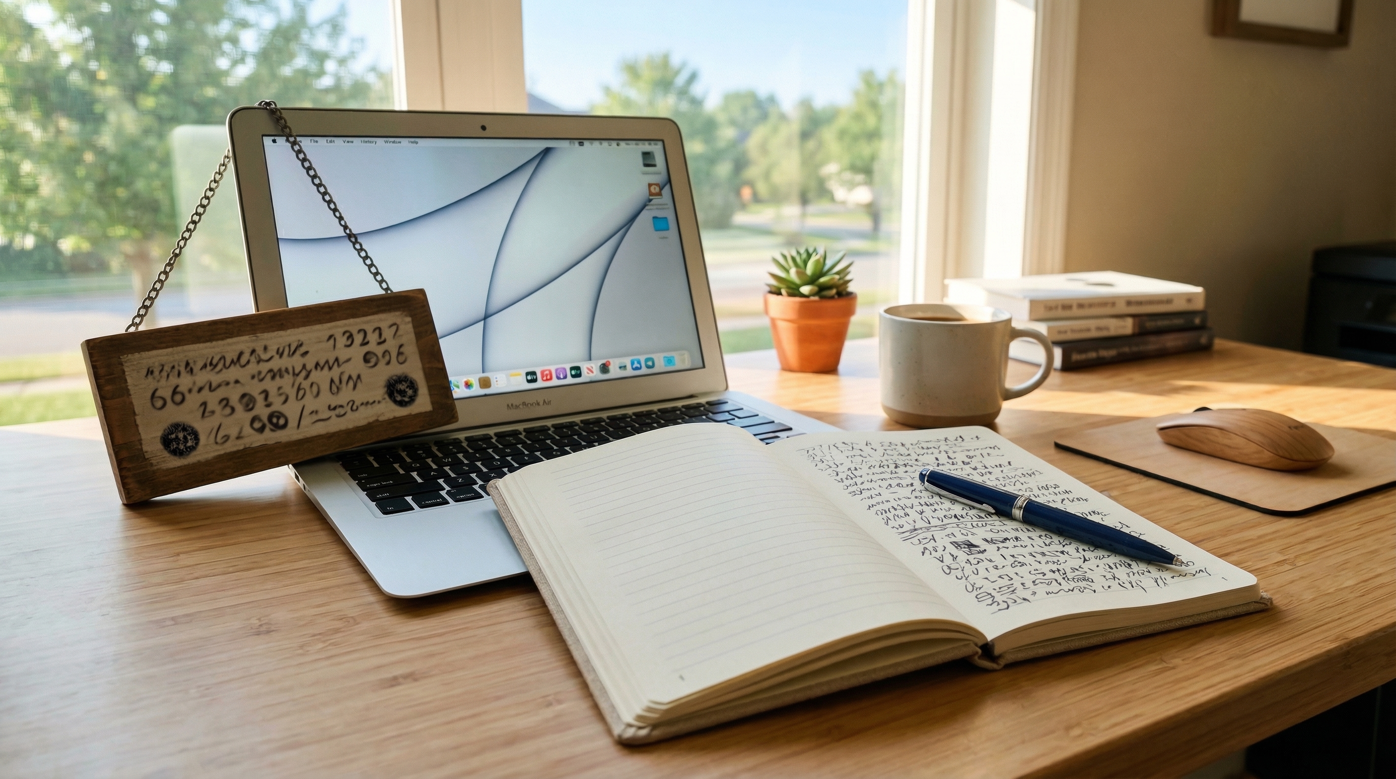 Entrepreneur working on a business plan at a minimalist desk
