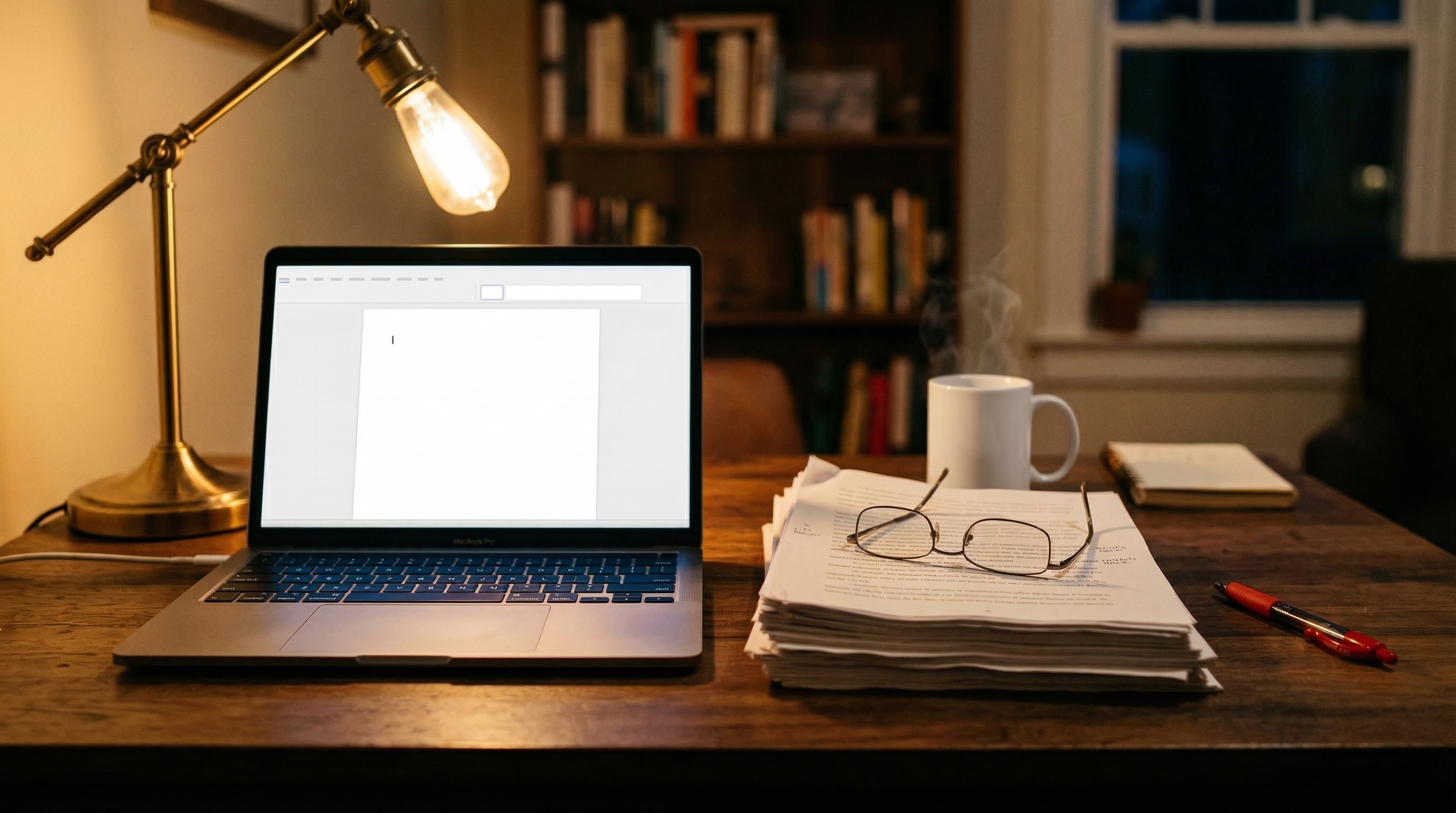Open ebook on tablet with notebook and pen beside it